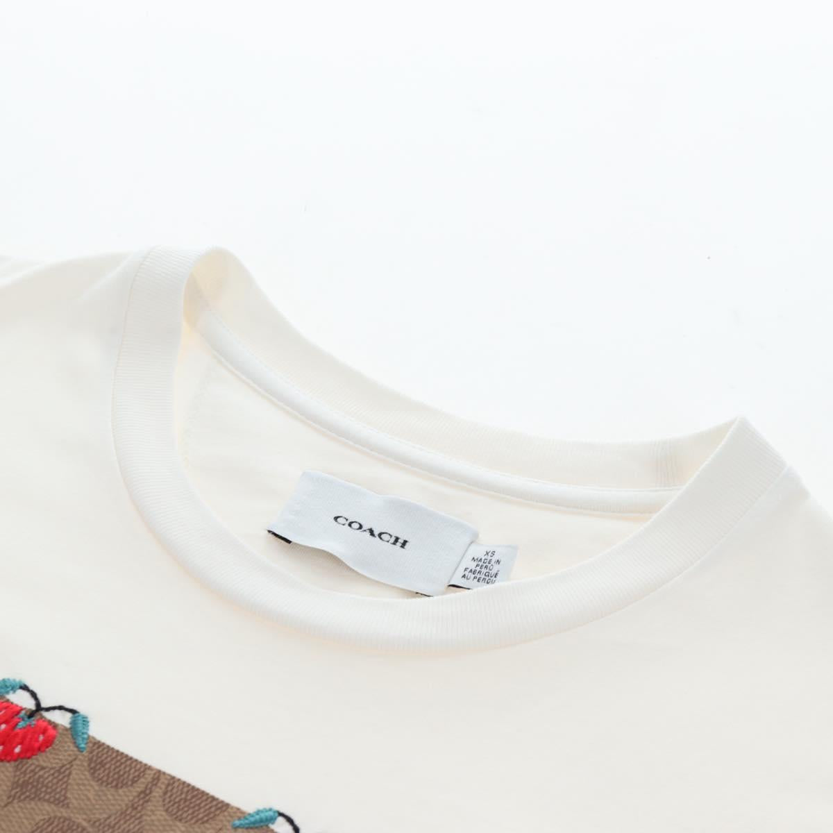 Coach Signature Short-sleeved T-shirt Cotton XS White Auth 203737M