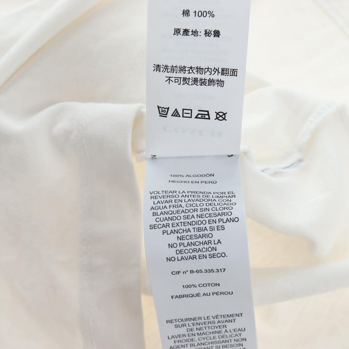 Coach Signature Short-sleeved T-shirt Cotton XS White Auth 203738M