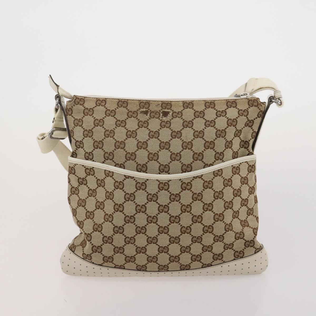 GUCCI GG Canvas Hand Bag Leather 3 Set Beige Black Ivory Auth 203741