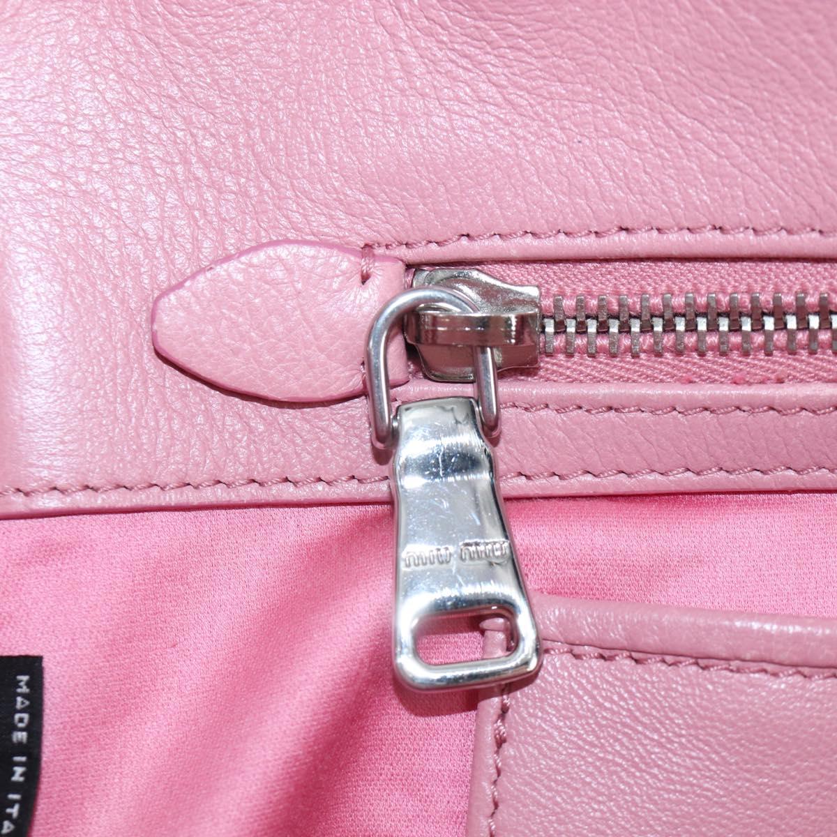 Miu Miu Matelasse Hand Bag Leather 2way Pink Silver Auth 203770V