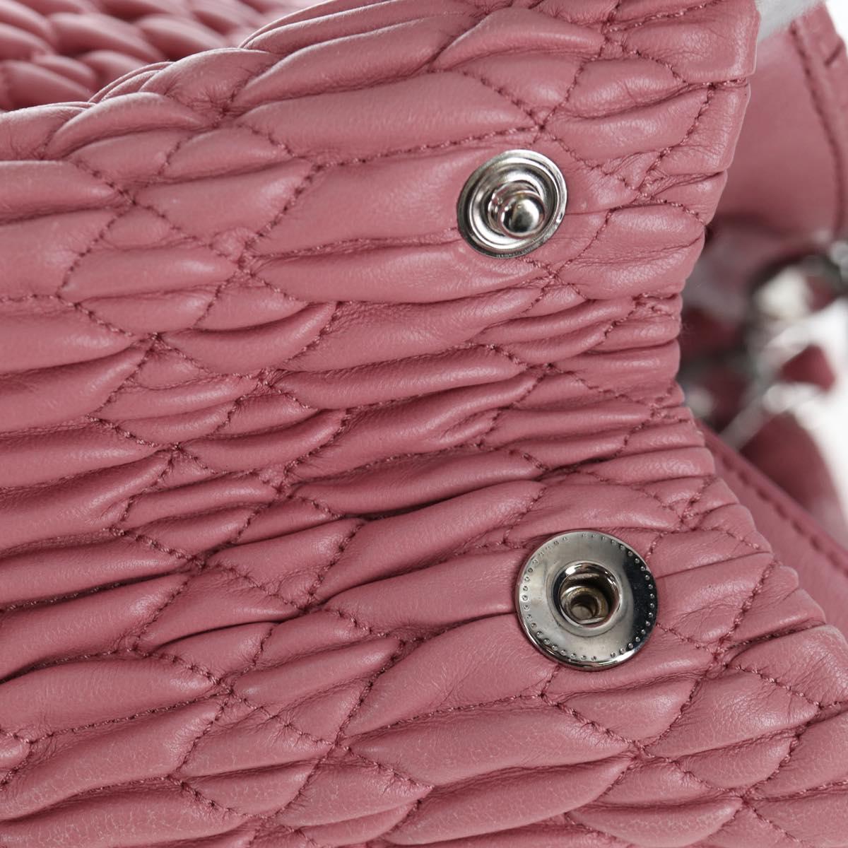 Miu Miu Matelasse Hand Bag Leather 2way Pink Silver Auth 203770V