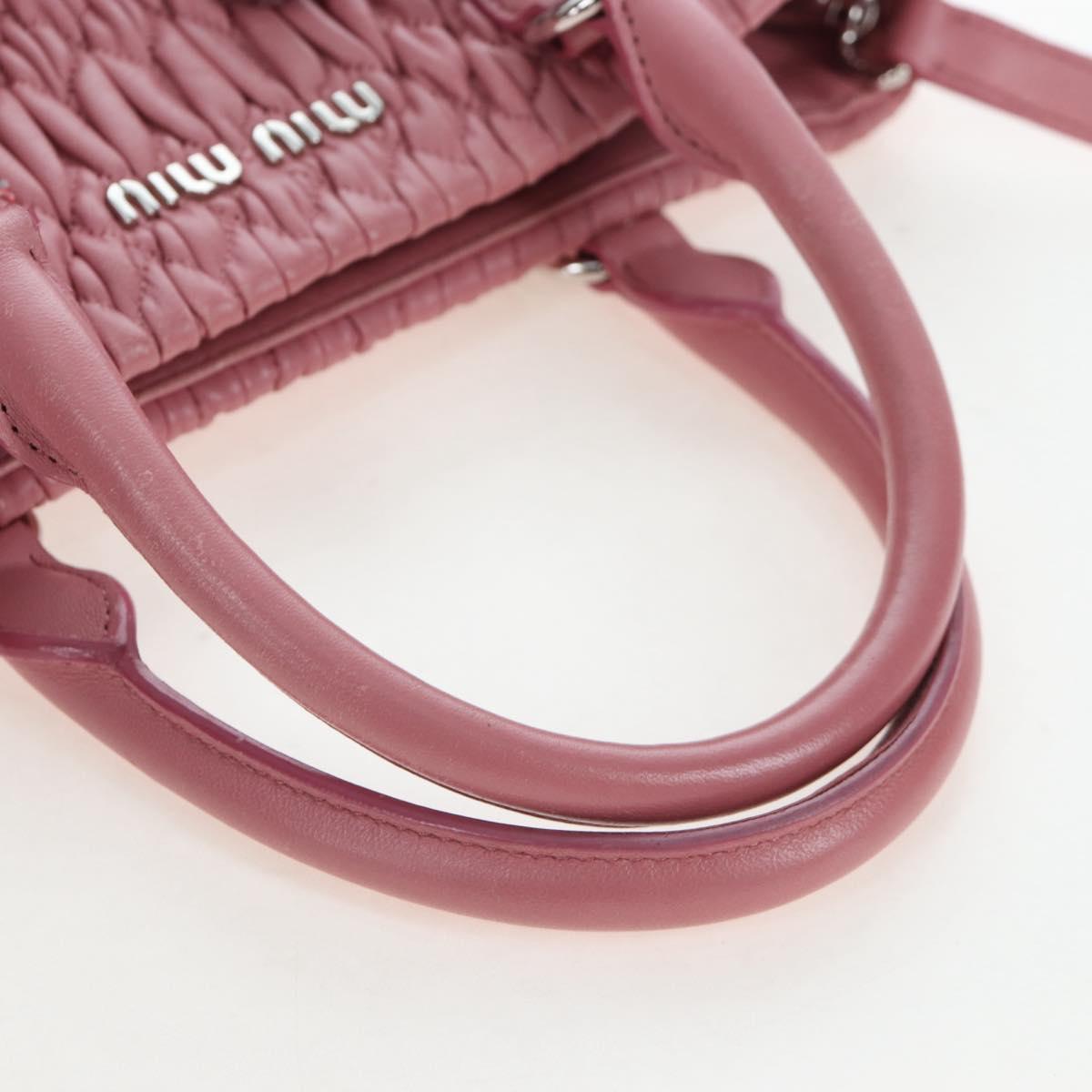 Miu Miu Matelasse Hand Bag Leather 2way Pink Silver Auth 203770V