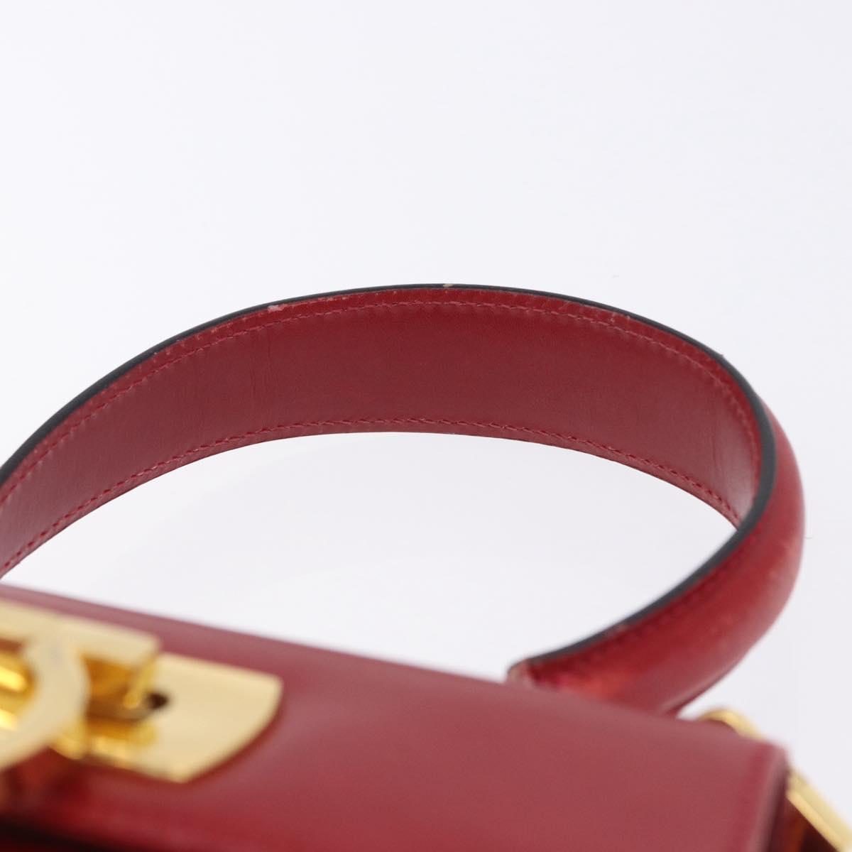 Salvatore Ferragamo Gancini Hand Bag Leather 2way Red Gold Auth 203776