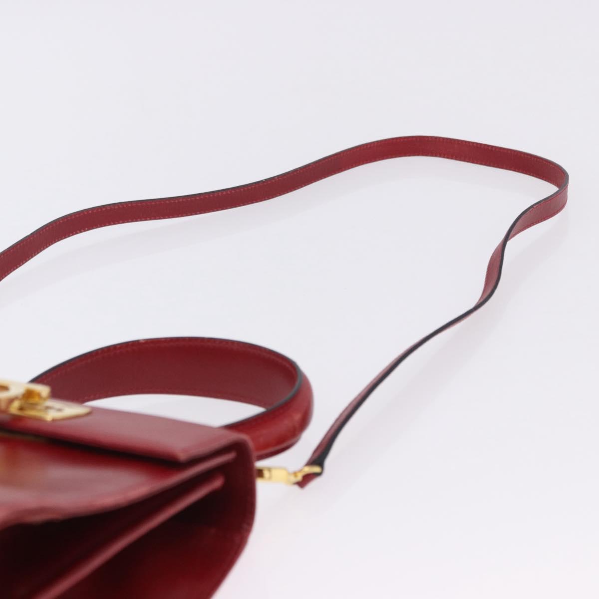 Salvatore Ferragamo Gancini Hand Bag Leather 2way Red Gold Auth 203776
