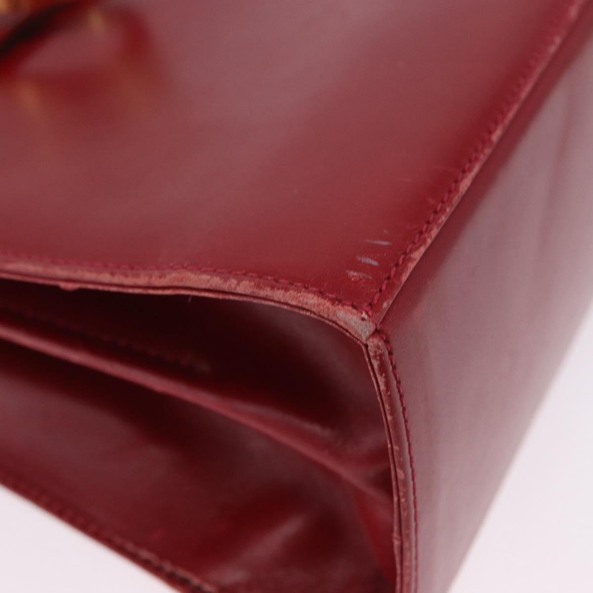 Salvatore Ferragamo Gancini Hand Bag Leather 2way Red Gold Auth 203776