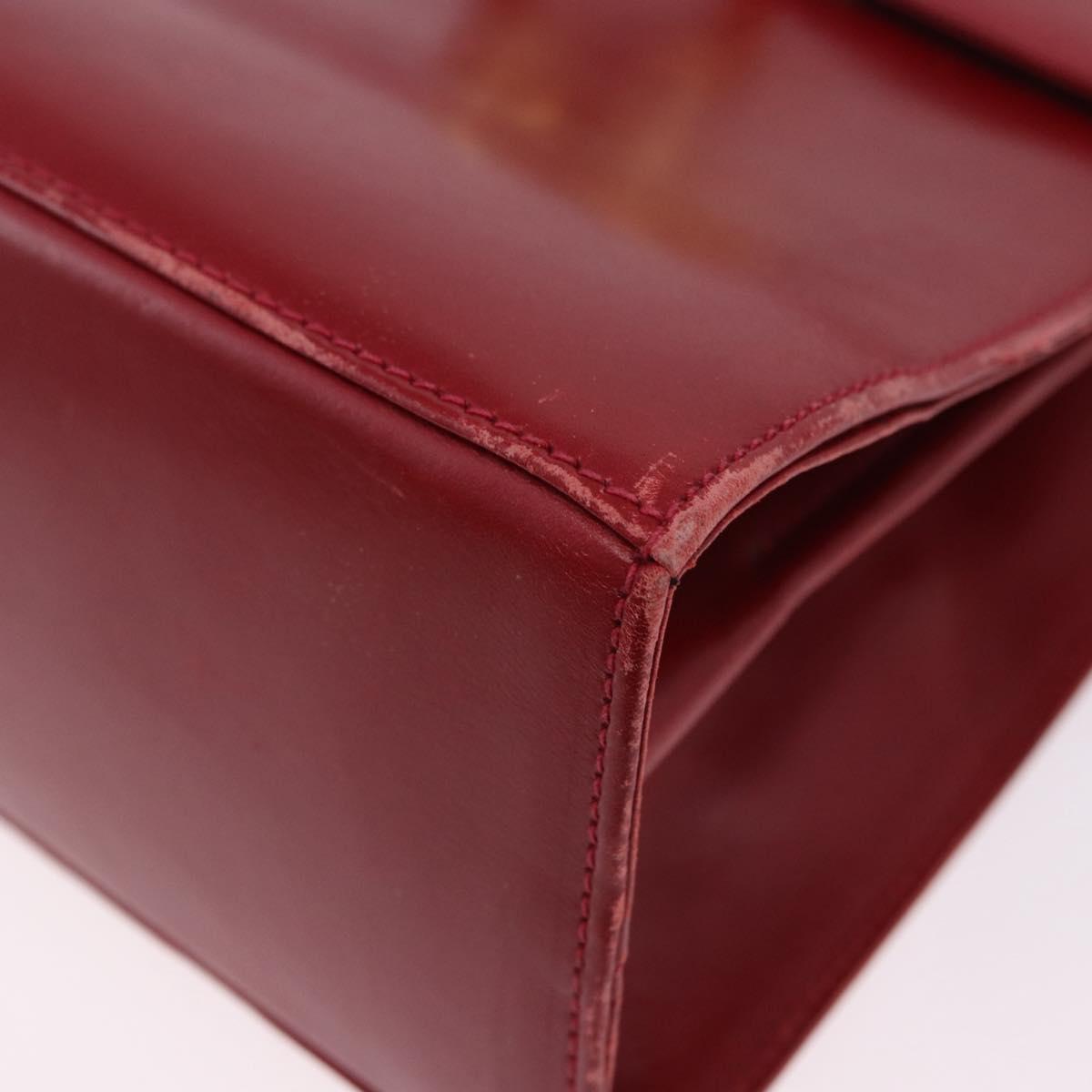 Salvatore Ferragamo Gancini Hand Bag Leather 2way Red Gold Auth 203776