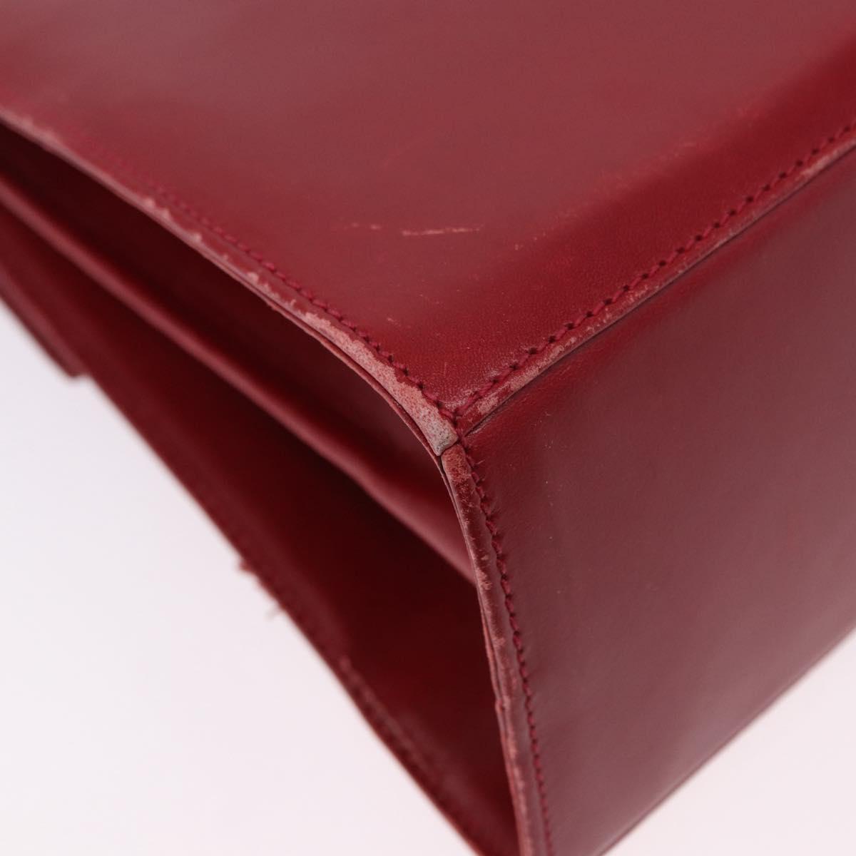 Salvatore Ferragamo Gancini Hand Bag Leather 2way Red Gold Auth 203776