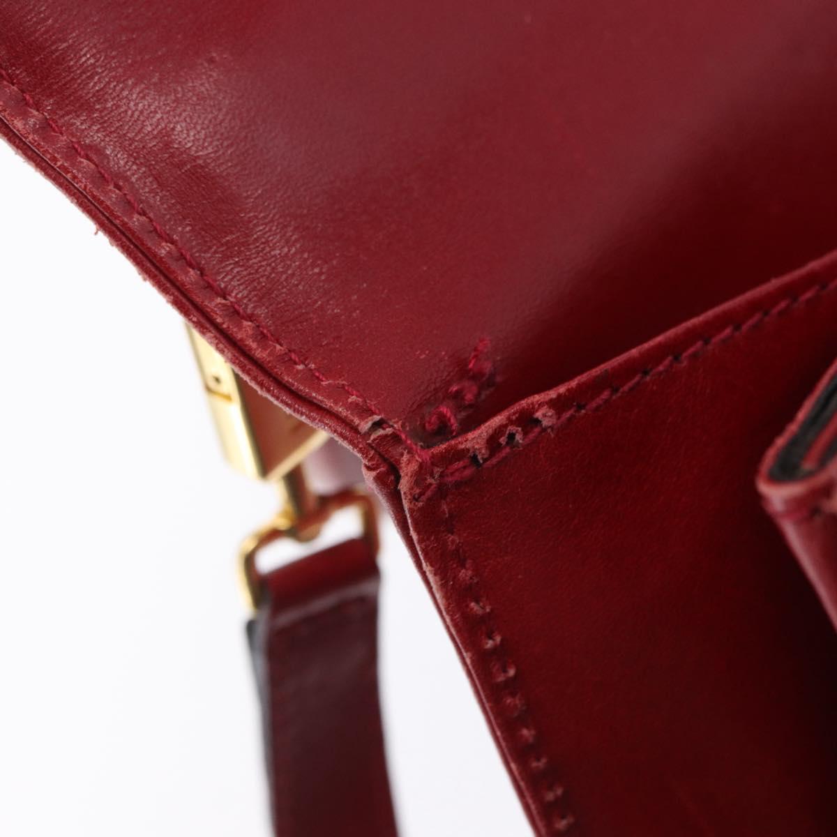 Salvatore Ferragamo Gancini Hand Bag Leather 2way Red Gold Auth 203776