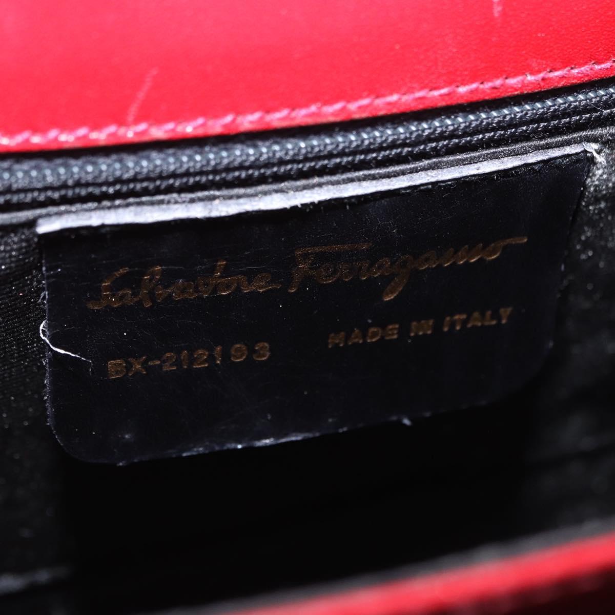 Salvatore Ferragamo Gancini Hand Bag Leather 2way Red Gold Auth 203776