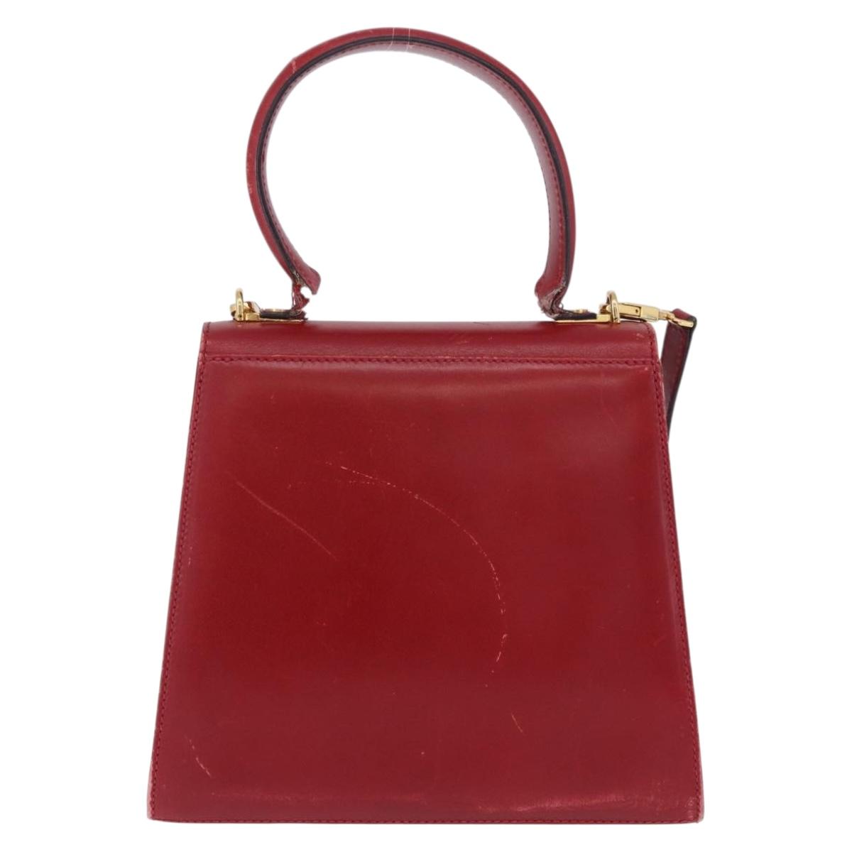 Salvatore Ferragamo Gancini Hand Bag Leather 2way Red Gold Auth 203776