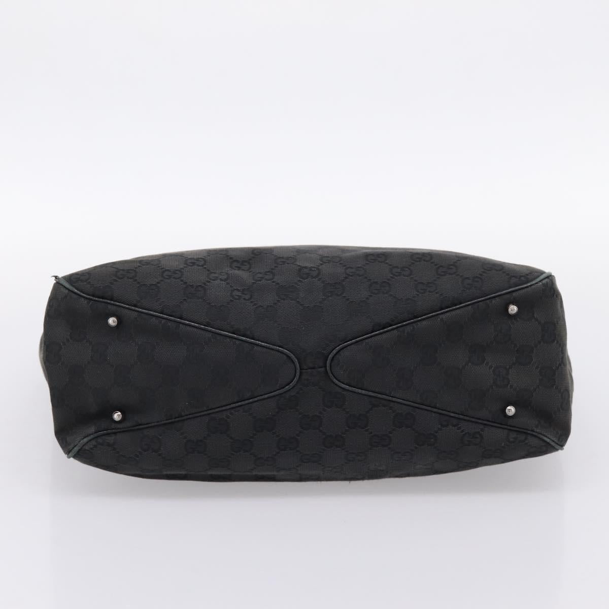 GUCCI GG Canvas Hand Bag Black Silver 113017 Auth 203778