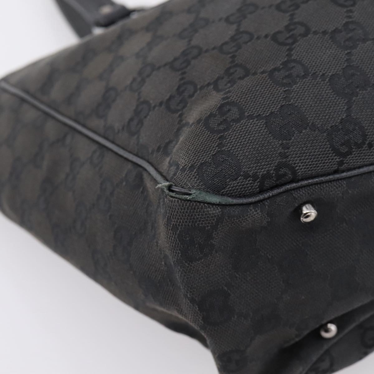 GUCCI GG Canvas Hand Bag Black Silver 113017 Auth 203778