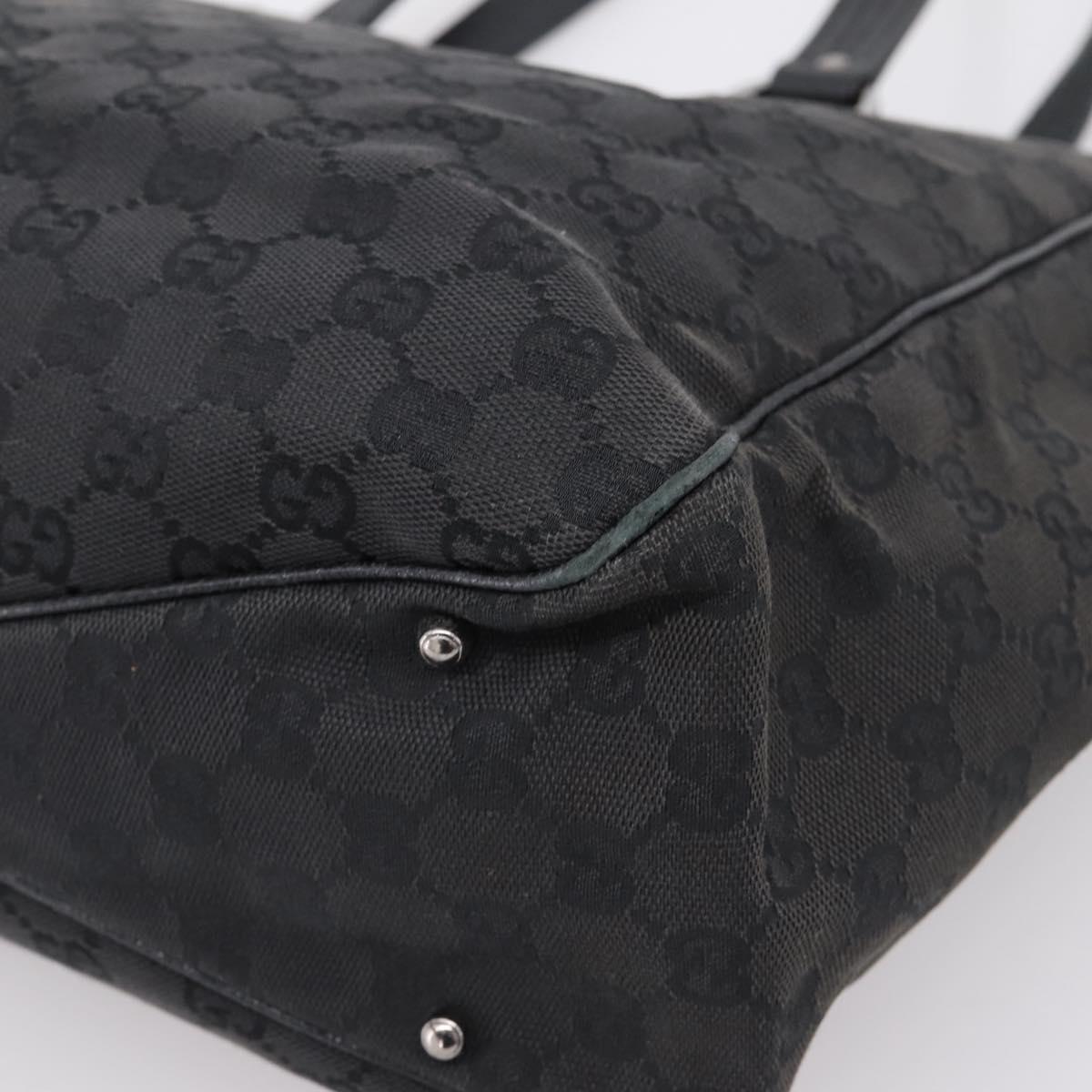 GUCCI GG Canvas Hand Bag Black Silver 113017 Auth 203778