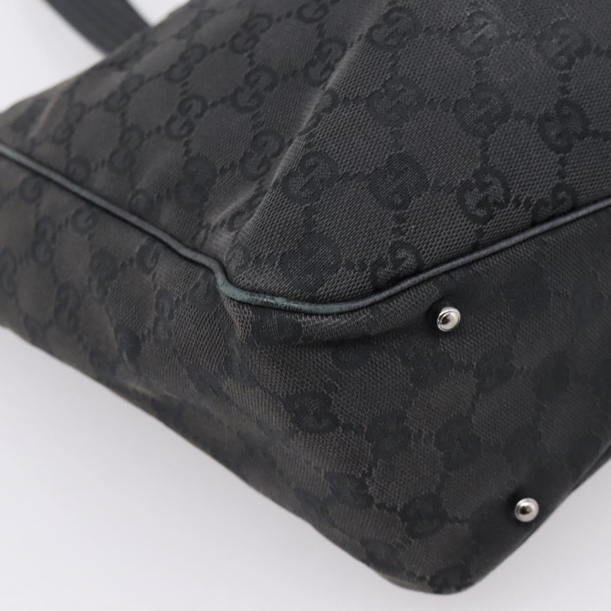 GUCCI GG Canvas Hand Bag Black Silver 113017 Auth 203778