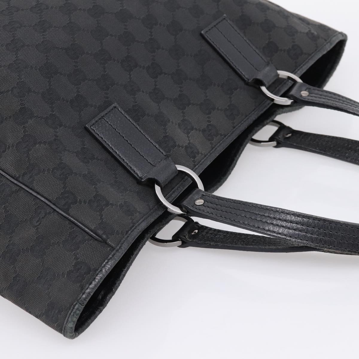 GUCCI GG Canvas Hand Bag Black Silver 113017 Auth 203778