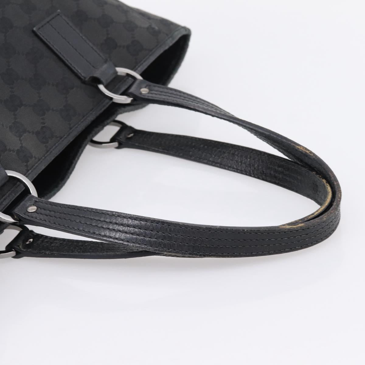 GUCCI GG Canvas Hand Bag Black Silver 113017 Auth 203778