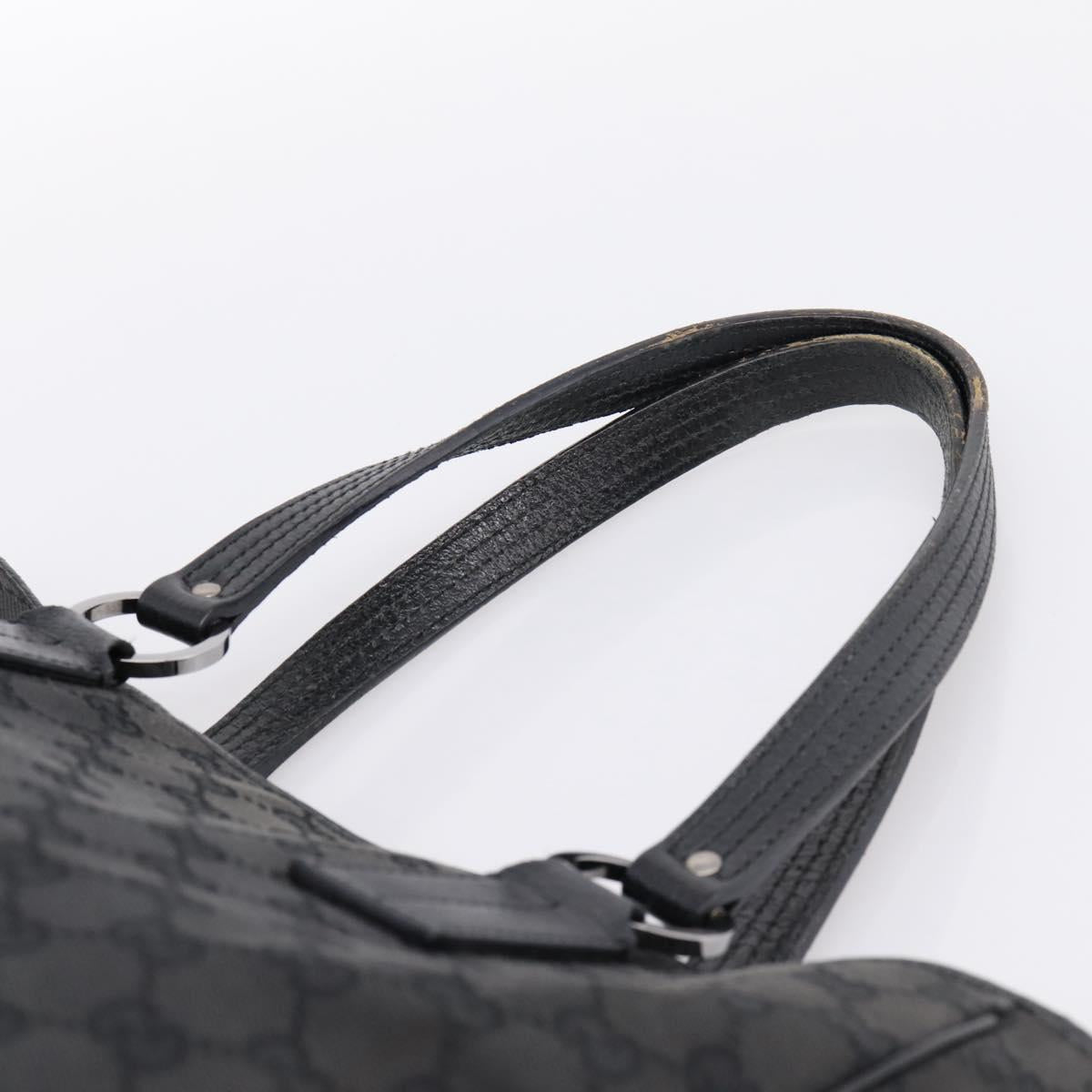 GUCCI GG Canvas Hand Bag Black Silver 113017 Auth 203778