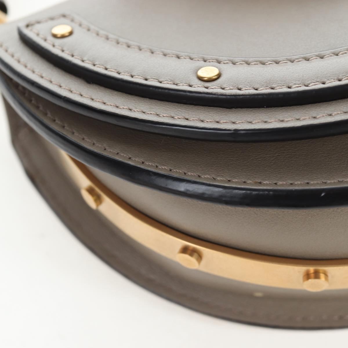 Chloe Nile Minaudiere Hand Bag Leather 2way Beige Gold Auth 203780V