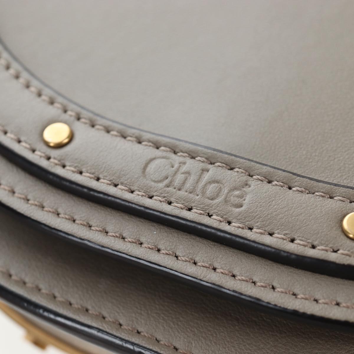 Chloe Nile Minaudiere Hand Bag Leather 2way Beige Gold Auth 203780V