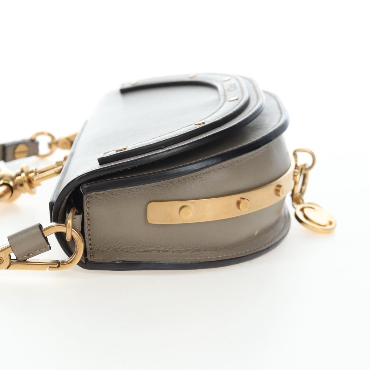 Chloe Nile Minaudiere Hand Bag Leather 2way Beige Gold Auth 203780V