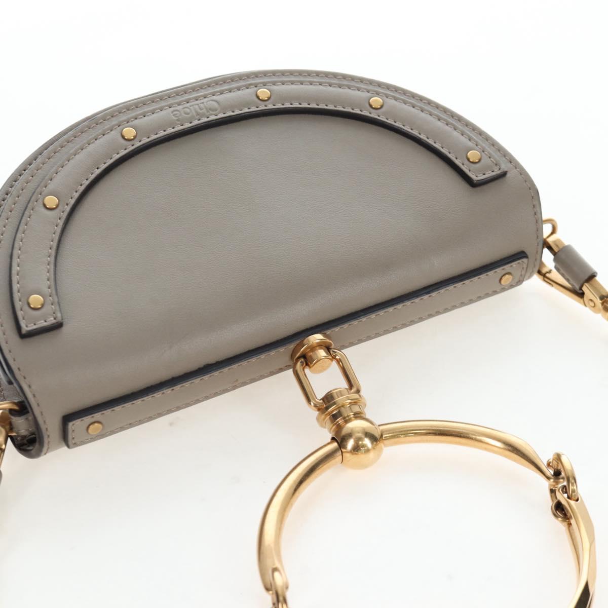 Chloe Nile Minaudiere Hand Bag Leather 2way Beige Gold Auth 203780V