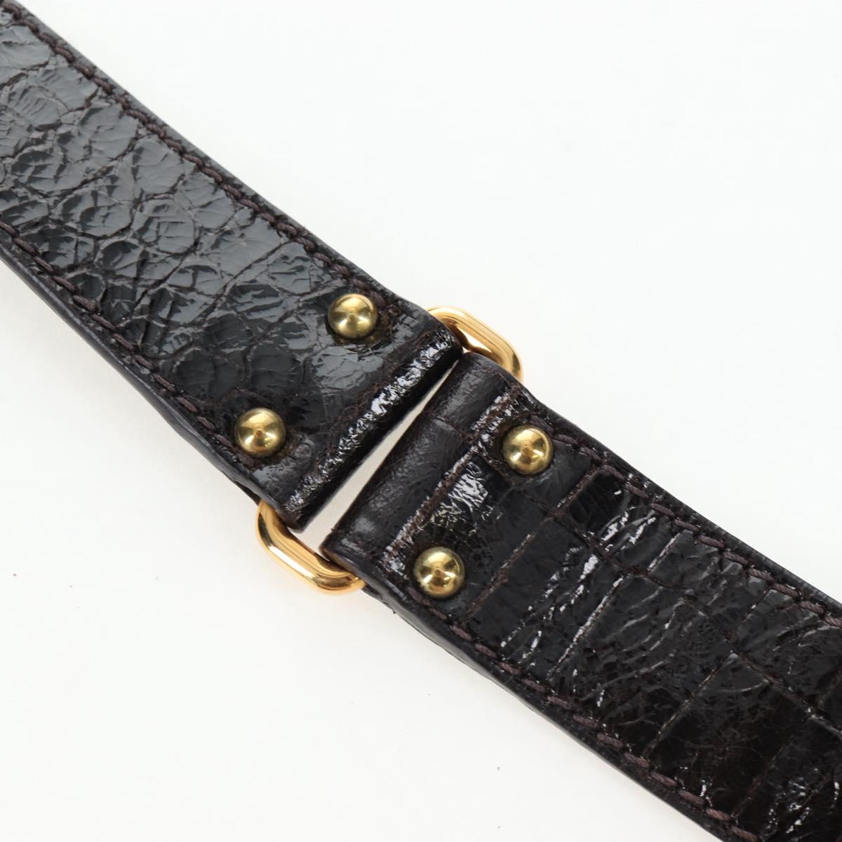 Miu Miu Hand Bag Crocodile Embossed Leather 2way Brown Gold Auth 203782A