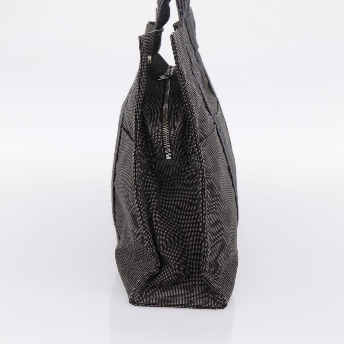 HERMES Her Line Tote MM Tote Bag Canvas Gray Silver Auth 203783