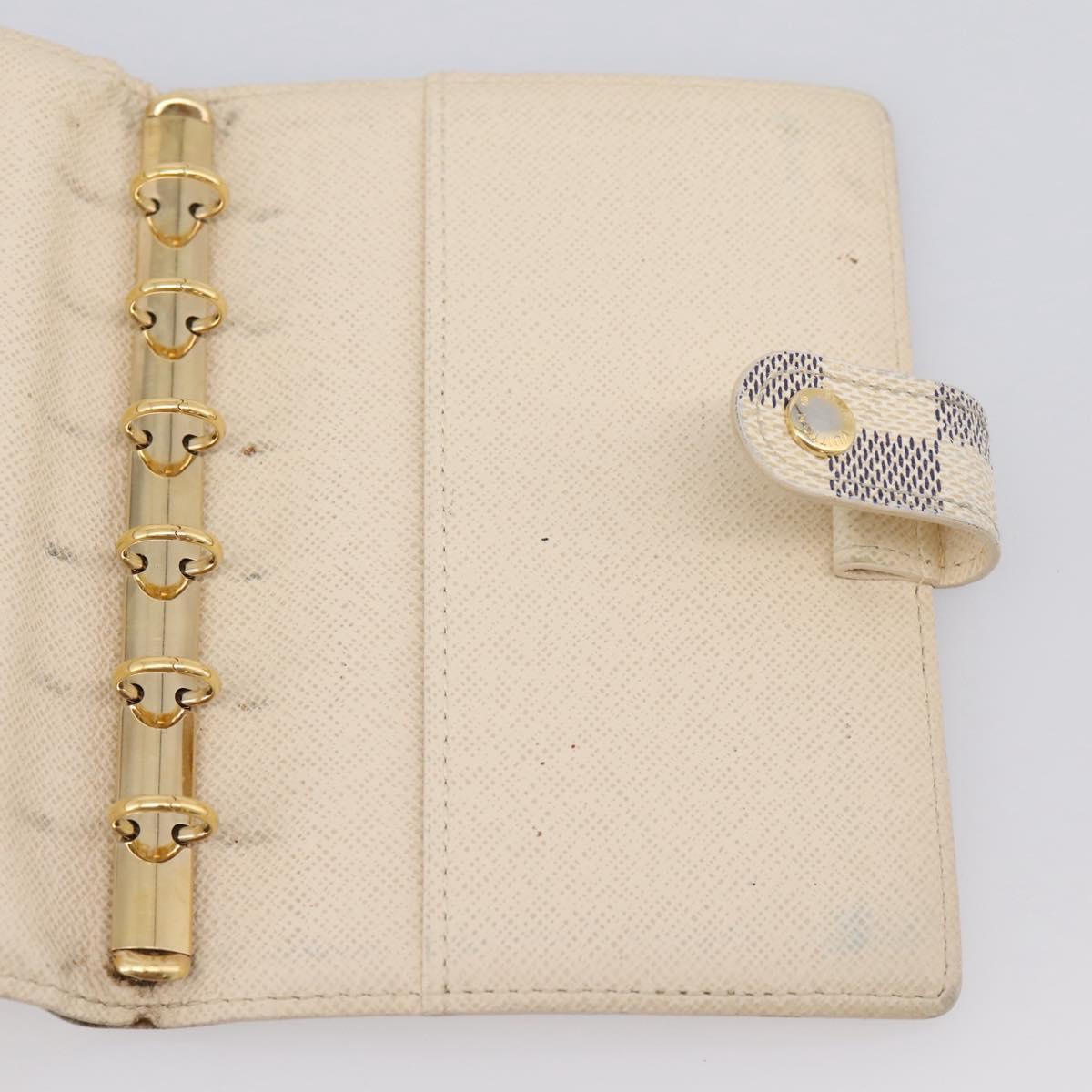 LOUIS VUITTON Damier Azur Agenda PM Day Planner Cover R20706 LV Auth 203784