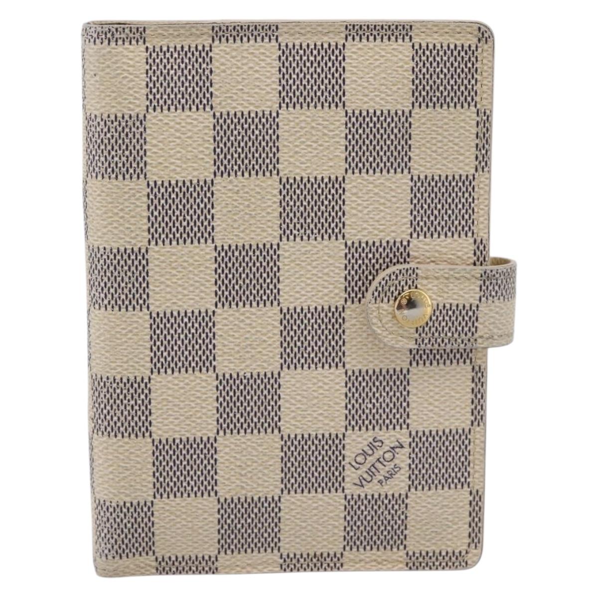 LOUIS VUITTON Damier Azur Agenda PM Day Planner Cover R20706 LV Auth 203784