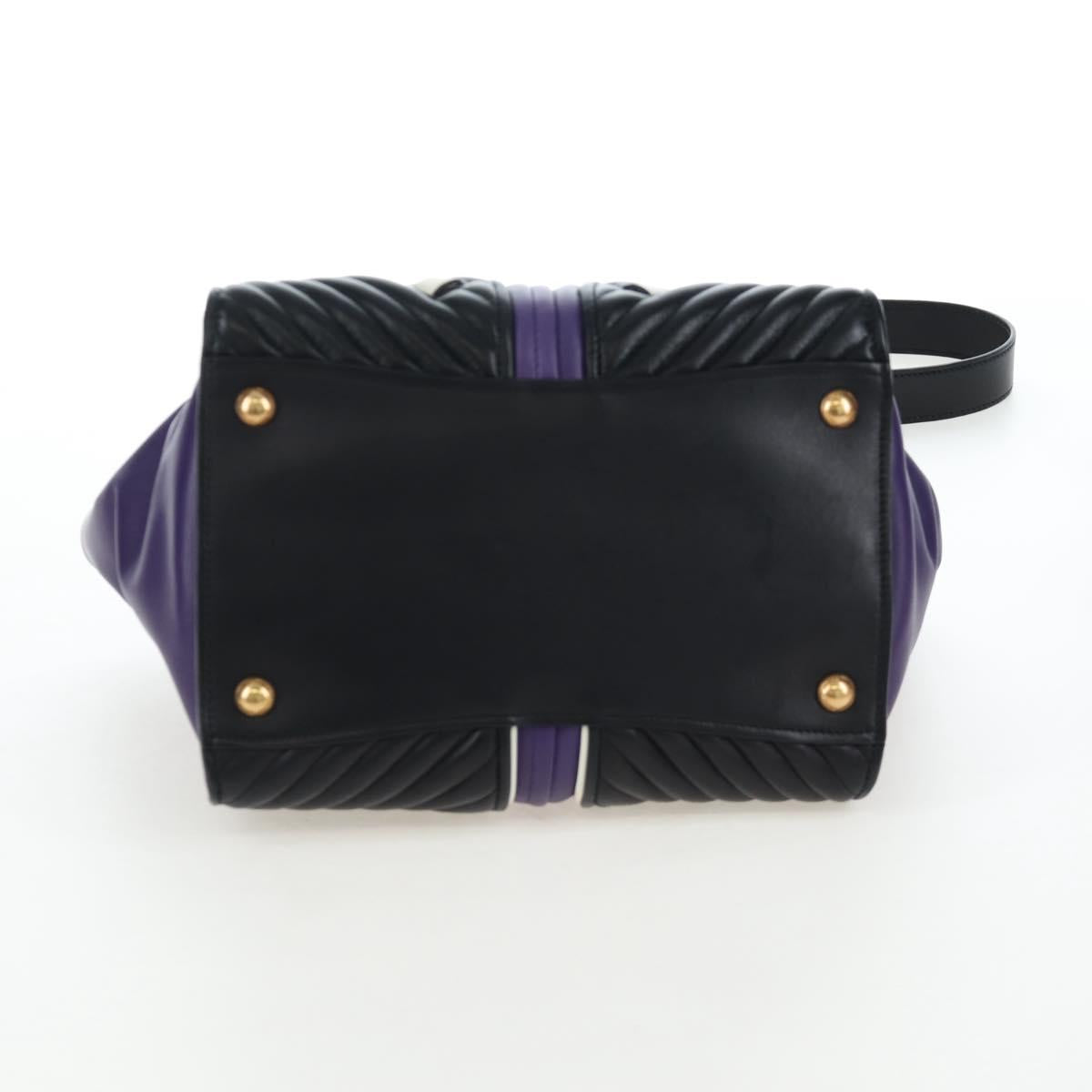 Miu Miu Hand Bag Leather 2way Purple Gold Auth 203786V