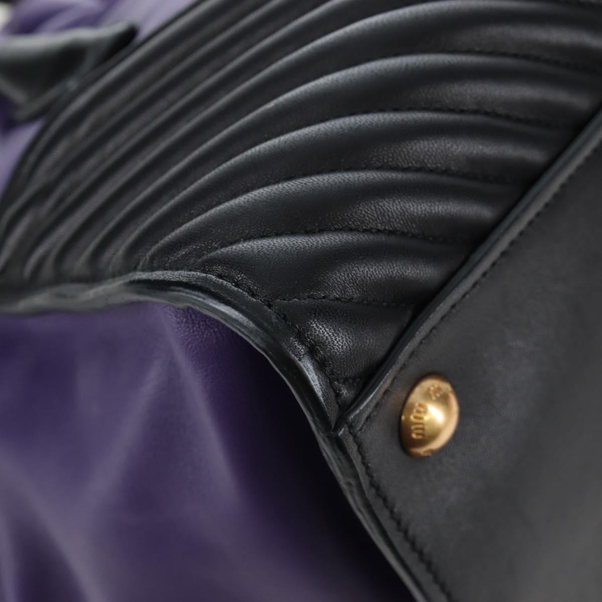 Miu Miu Hand Bag Leather 2way Purple Gold Auth 203786V