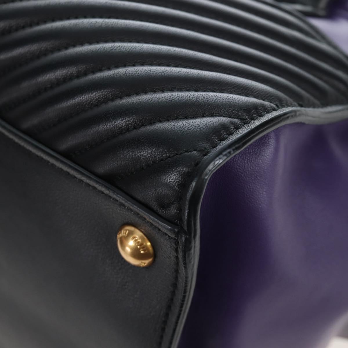 Miu Miu Hand Bag Leather 2way Purple Gold Auth 203786V
