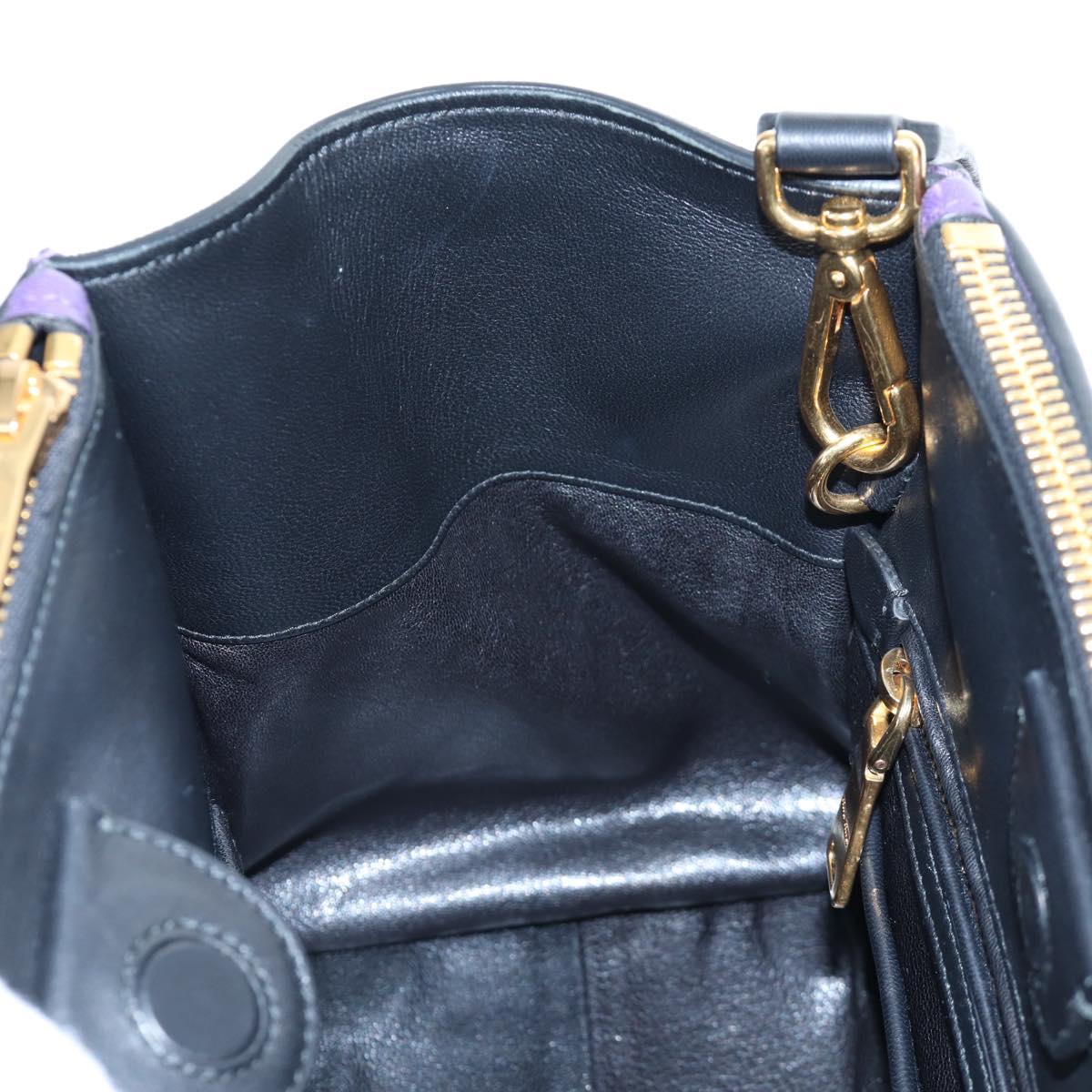 Miu Miu Hand Bag Leather 2way Purple Gold Auth 203786V