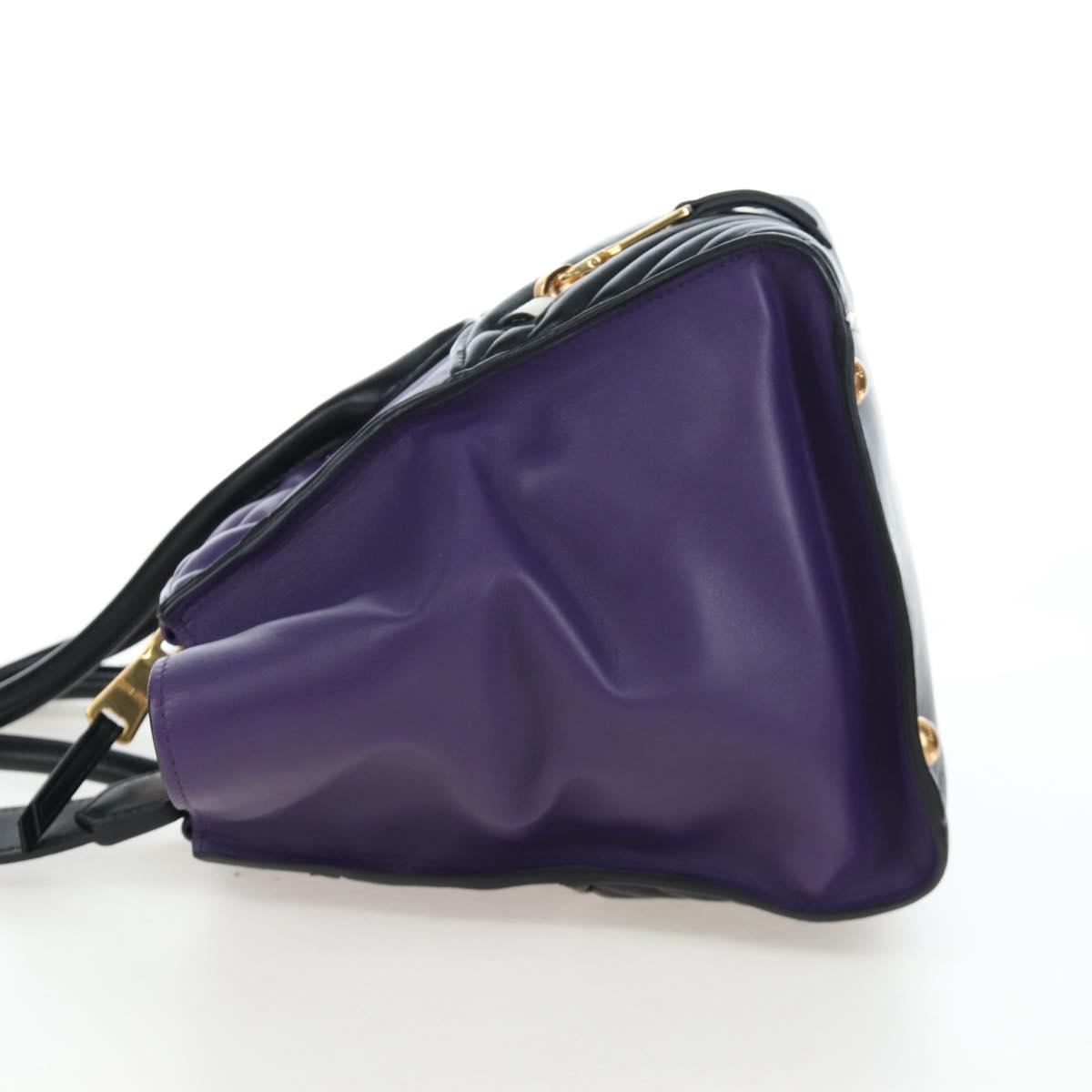 Miu Miu Hand Bag Leather 2way Purple Gold Auth 203786V