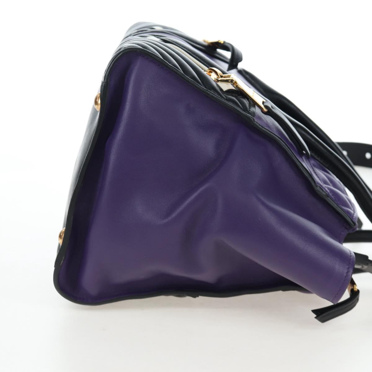 Miu Miu Hand Bag Leather 2way Purple Gold Auth 203786V