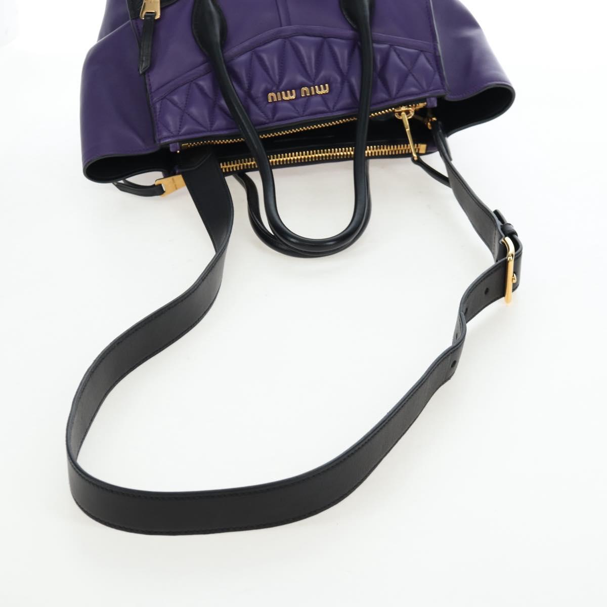 Miu Miu Hand Bag Leather 2way Purple Gold Auth 203786V