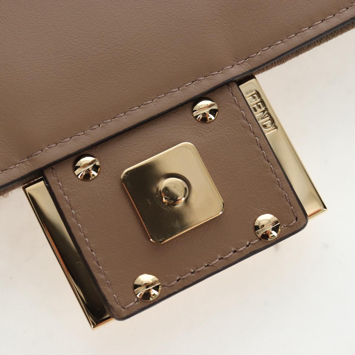 FENDI Baguette Shoulder Bag Shearing 2way Beige Gold Auth 203787SAM