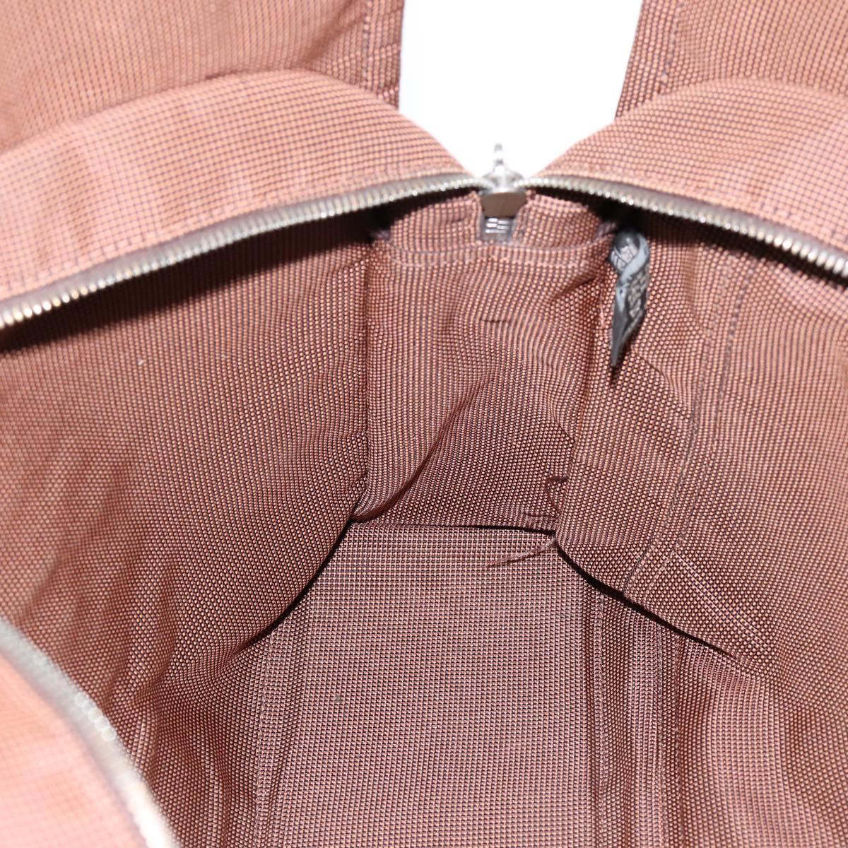 HERMES Her Line Tote MM Tote Bag Canvas Brown Silver Auth 203788