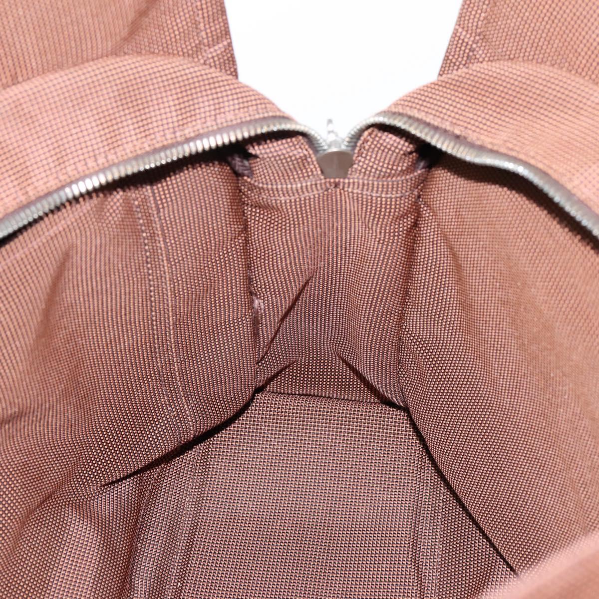 HERMES Her Line Tote MM Tote Bag Canvas Brown Silver Auth 203788