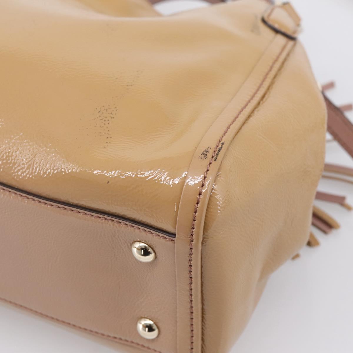 GUCCI Soho Hand Bag Patent leather 2way Beige Gold 336751 Auth 203790