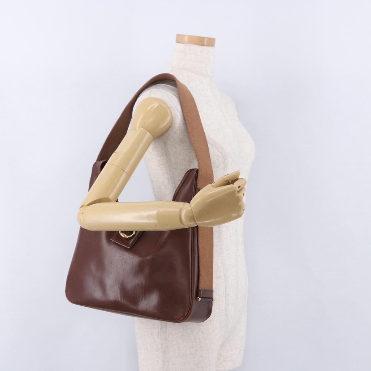 HERMES Sako Courchevel Shoulder Bag Leather Beige Gold Auth 203791A