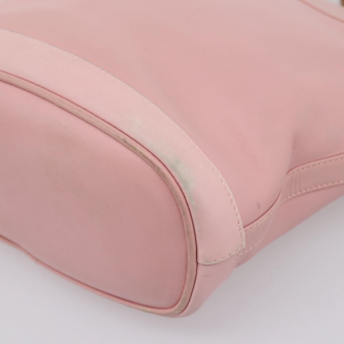 GUCCI Bamboo Chain Shoulder Bag Leather Pink Gold Auth 203792