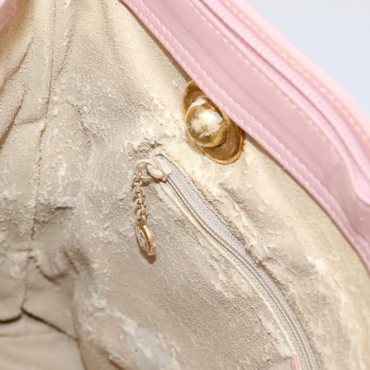 GUCCI Bamboo Chain Shoulder Bag Leather Pink Gold Auth 203792