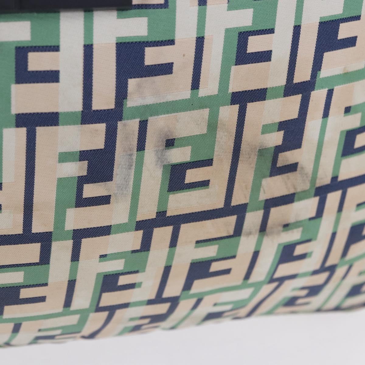 FENDI Zucca Canvas Tote Bag Green Silver Auth 203793