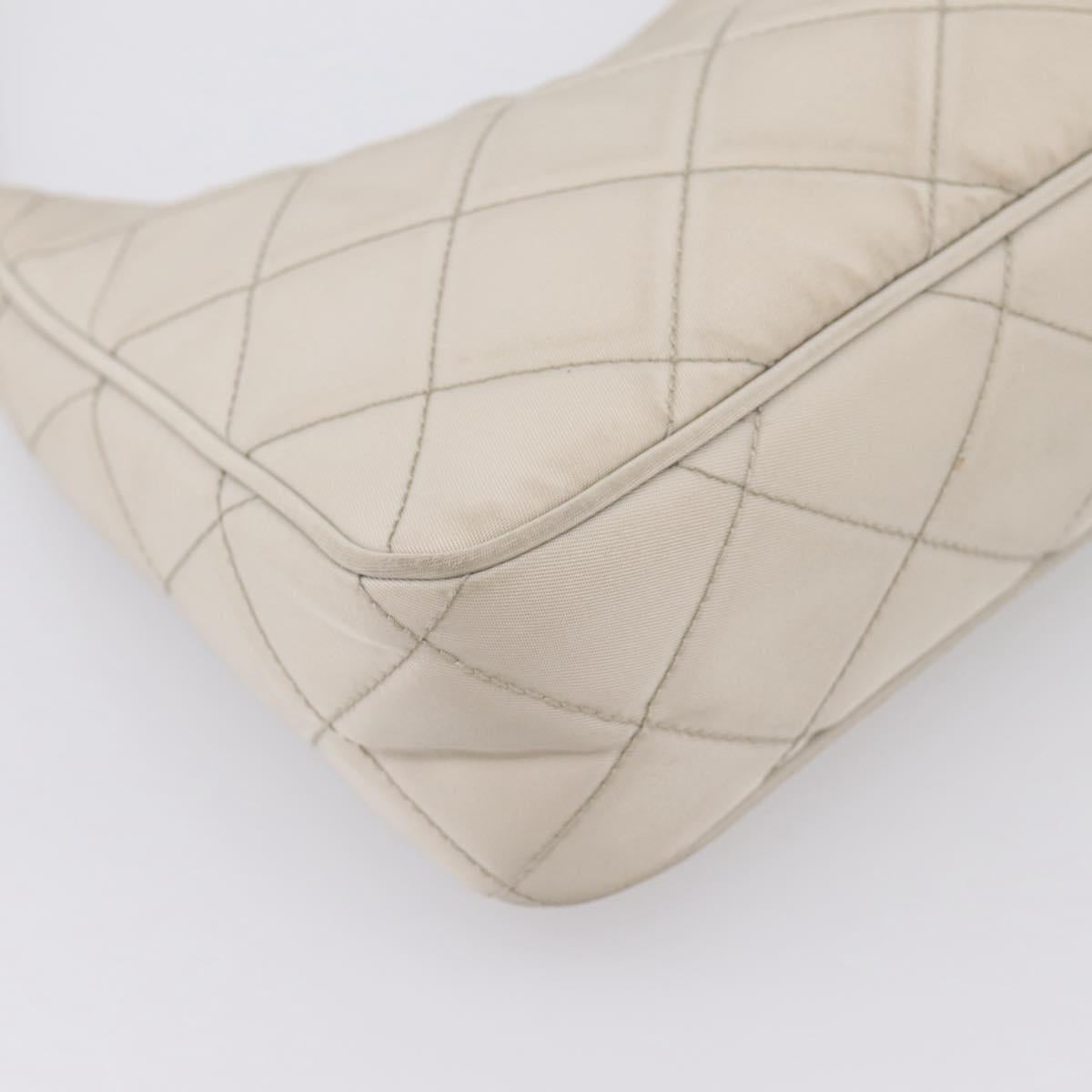 PRADA Hand Bag Nylon Beige Gold Auth 203797A
