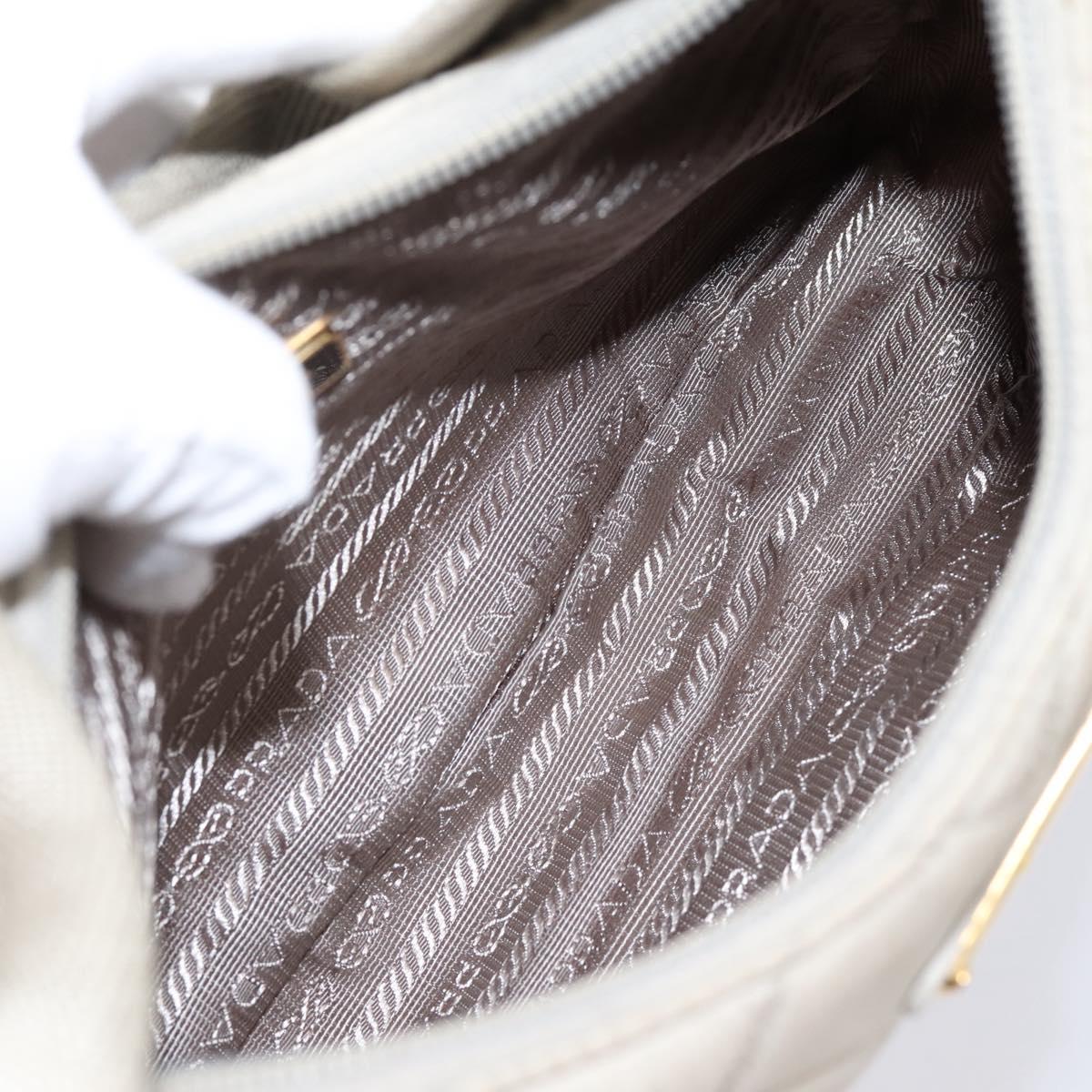PRADA Hand Bag Nylon Beige Gold Auth 203797A