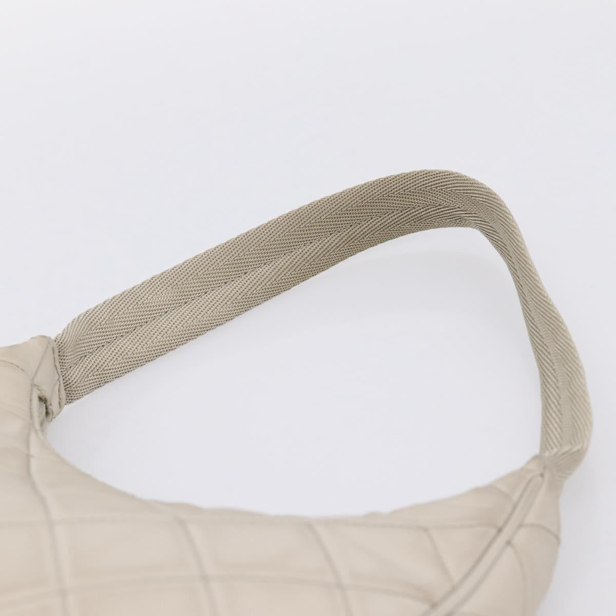 PRADA Hand Bag Nylon Beige Gold Auth 203797A