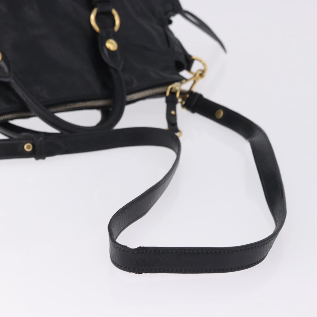 Miu Miu Hand Bag Leather 2way Black Gold Auth 203798V