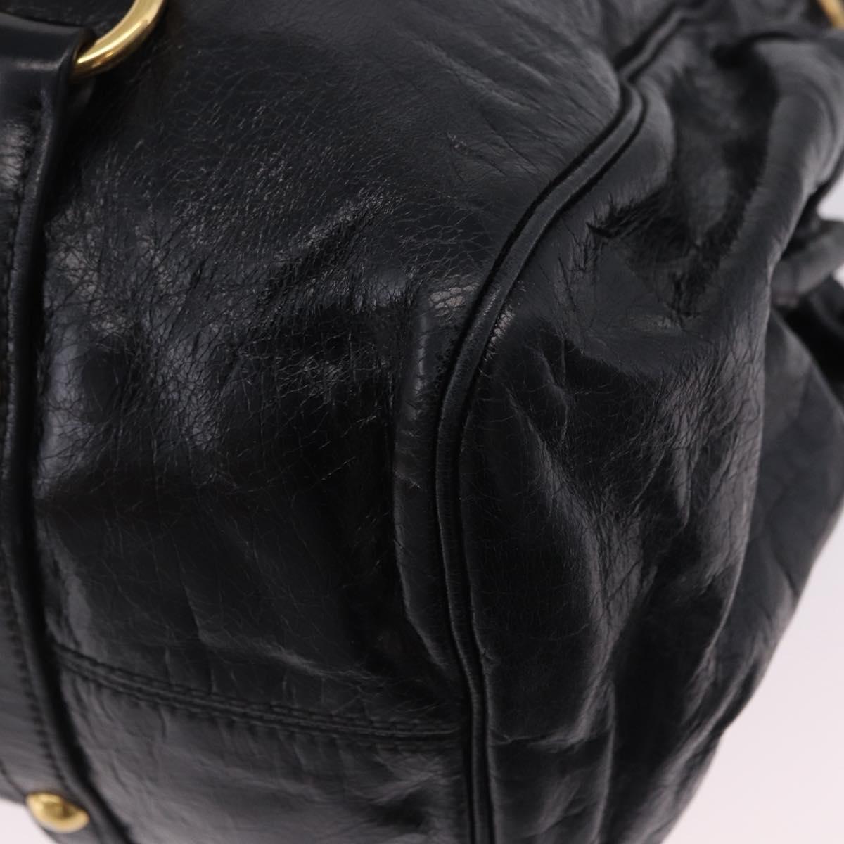 Miu Miu Hand Bag Leather 2way Black Gold Auth 203798V