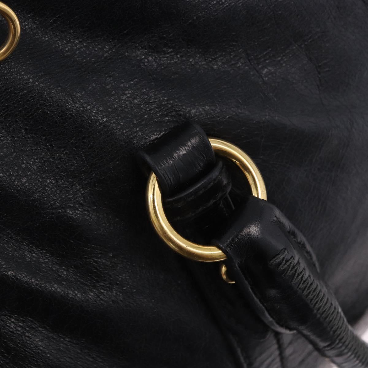 Miu Miu Hand Bag Leather 2way Black Gold Auth 203798V
